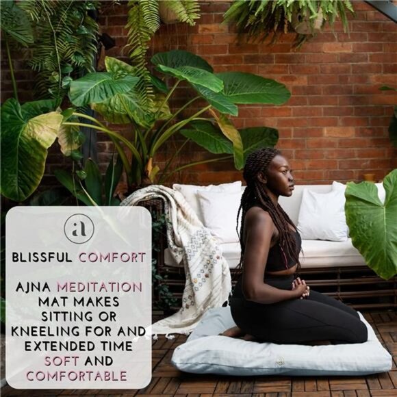 Zabuton Meditation Mat - Luxurious Meditation Cushion Floor Pillow (Grey) - Picture 1 of 6
